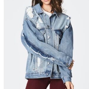 LF CARMAR Distressed Denim Jacket RUFFLED